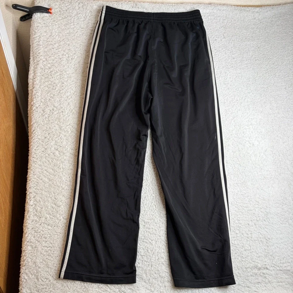 Adidas Mens XL Black Track Pants Wide Leg baggy Y2K Striped Sweatpants